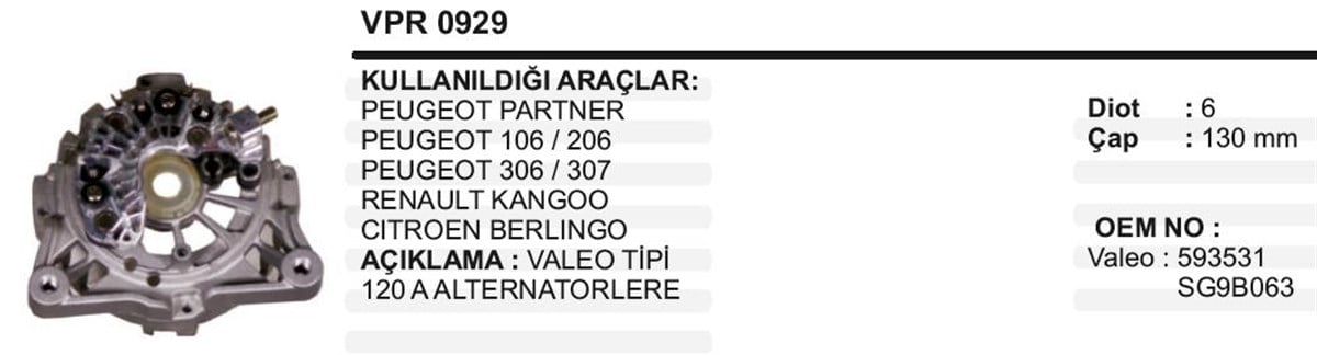 Diyot Tablası Kapaklı 12v 120ah Komp.pejo Reno | Transpo Mer5252