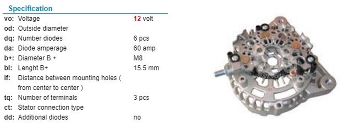 Diyot Tablası Kapaklı 12v 60ah Ford Mondeo Kuga | Transpo Ibr4007