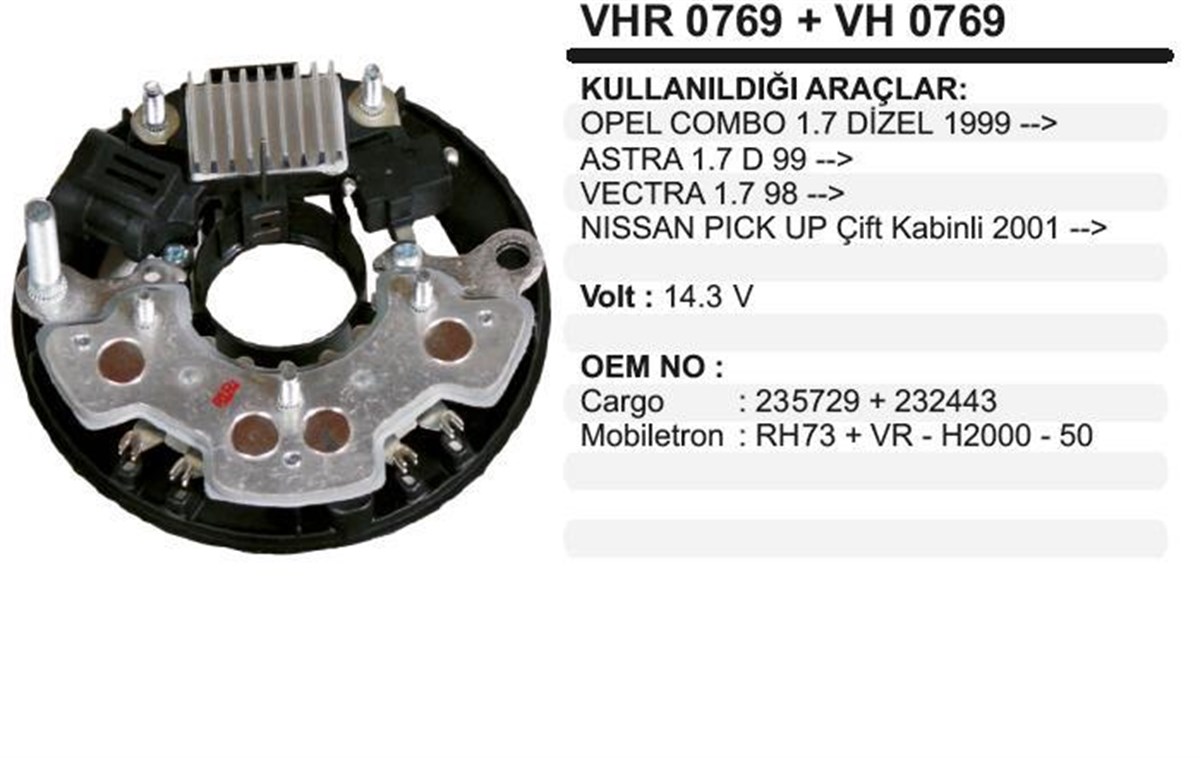 Diyot Tablası + Konjektör Opel Vectra Astra 1.7 Nıssan Pıck Up | Unıp Ycv023