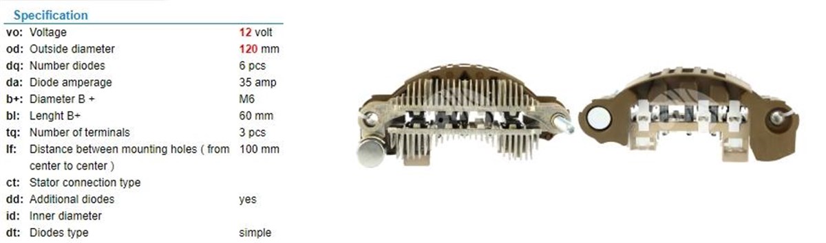 Diyot Tablası Mıtsubıshı Pajero 100mm Mıts. Tip | Unıp Rec5971