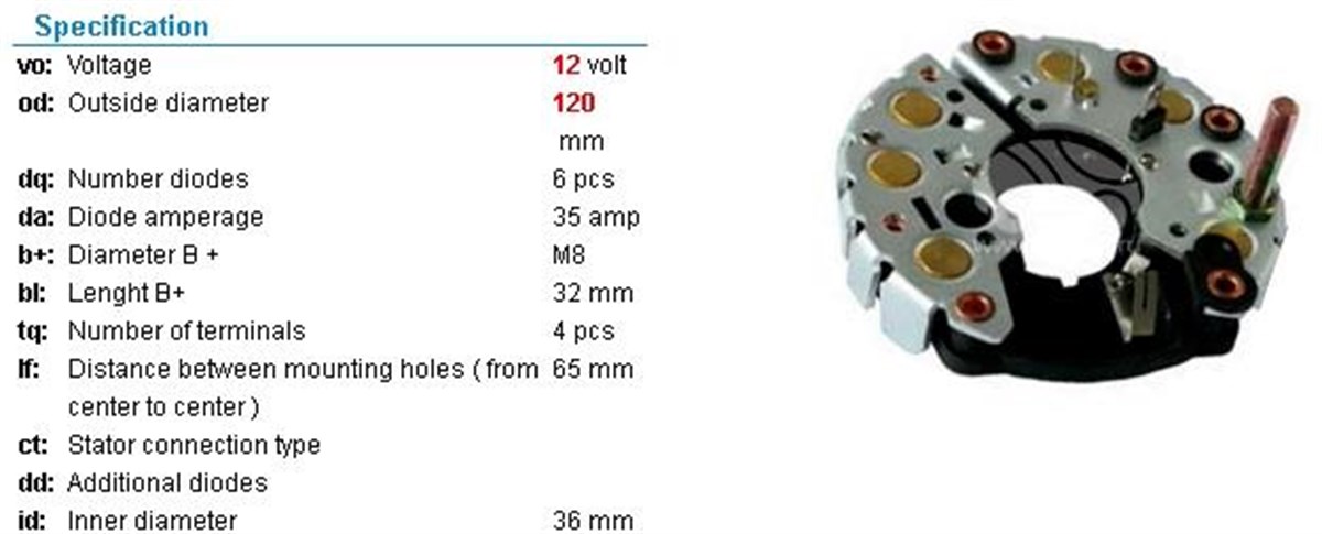 Diyot Tablası Newhollland Döver Biçer Rb52.rec235 | Unıp Rec235