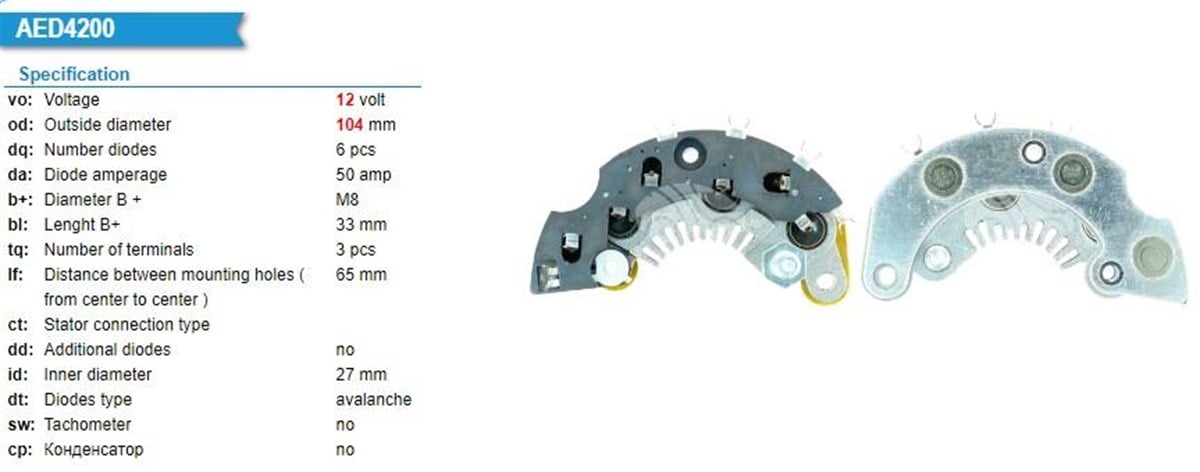 Diyot Tablası Opel Omega Renault Clio Delco Tip | Unıp Rec992a