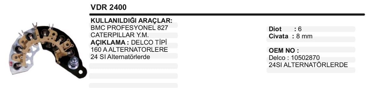 Diyot Tablası Prof.cat 24sı 50ah Verdr2400 | Ith Vertvdr2402