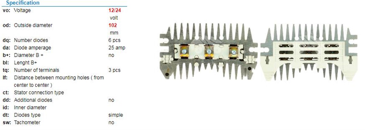 Diyot Tablası Tarak İnter(marin)delco Tip. Bmc Fatih Belde Otobüs Caterpiller Rec120 | Unıp Rec120