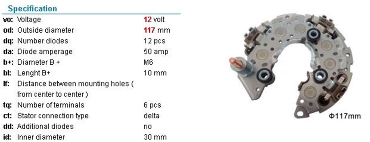 Diyot Tablası 117mm Toyota Gm Buik Gndn506.rn44 | Genon Gndn506