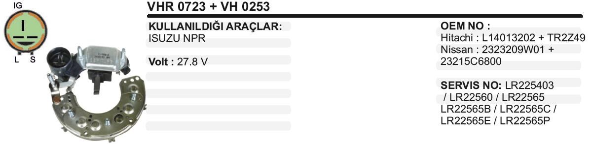 Diyot Tablası+konjektör 24v Isuzu Nkr Komple 3fiş | Vertex Vhr723+ıh253