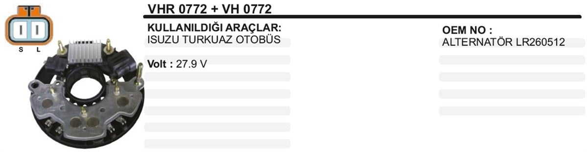 Diyot Tablası+konjektör 24v Isuzu Sampiyon Turkuaz 6mm Cıvatalı | Wınwın Ihr772+ıh772