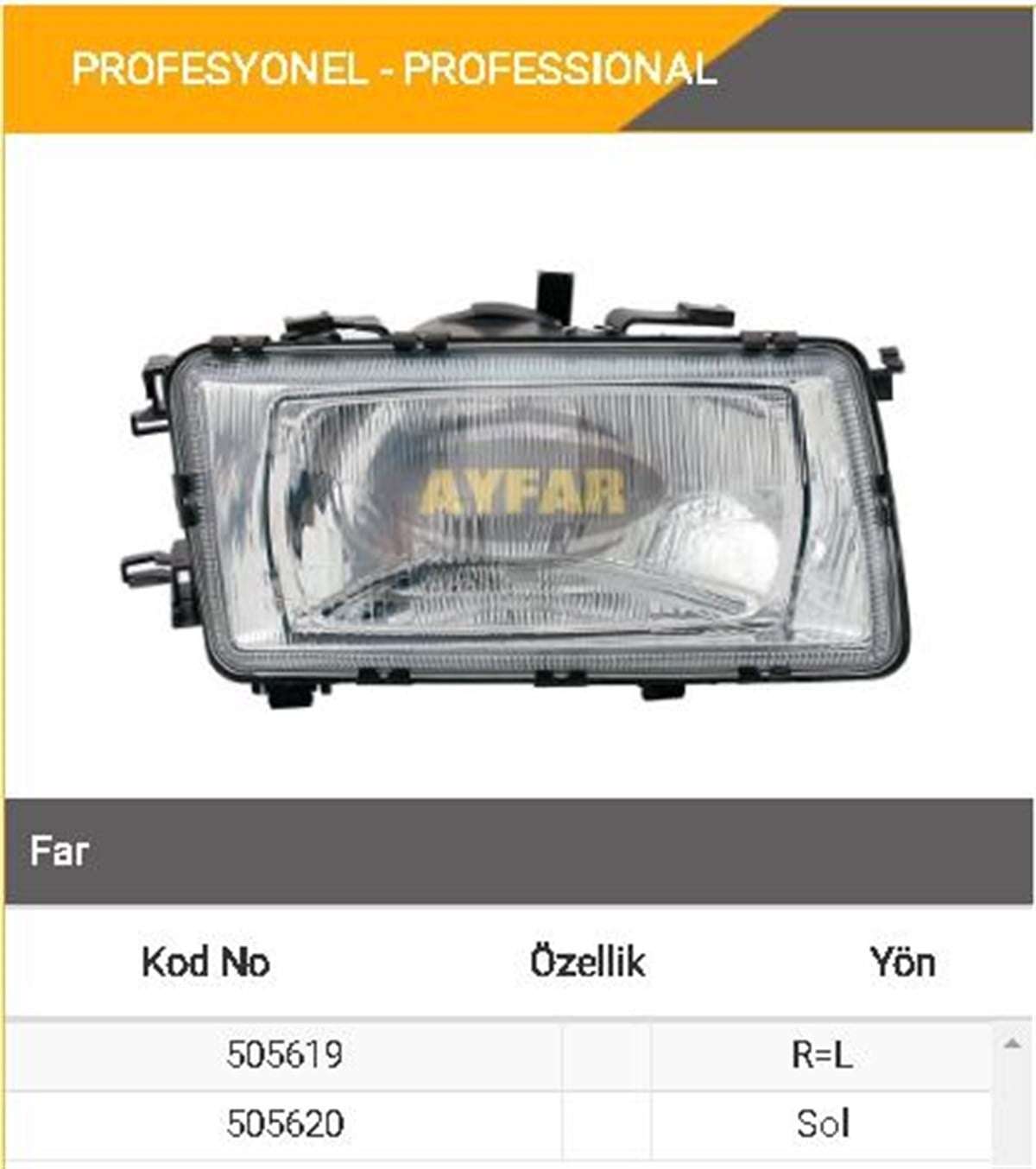 Far Bmc Prof.audi 80 Sol Ayfar505620 | Ayfar 505620