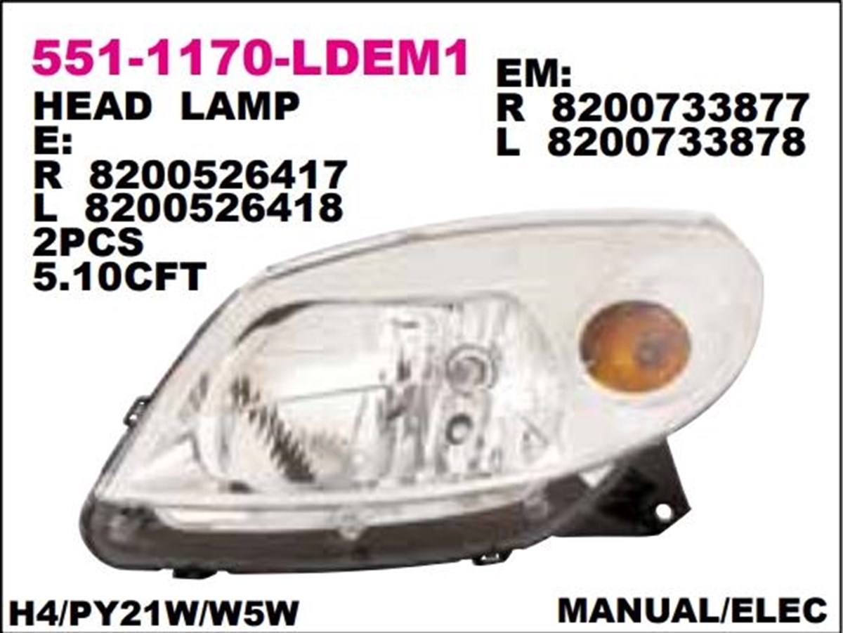 Far Dacia Sandero 08- Elektrikli Sağ----551-1170r | Depo 5511170rldem1