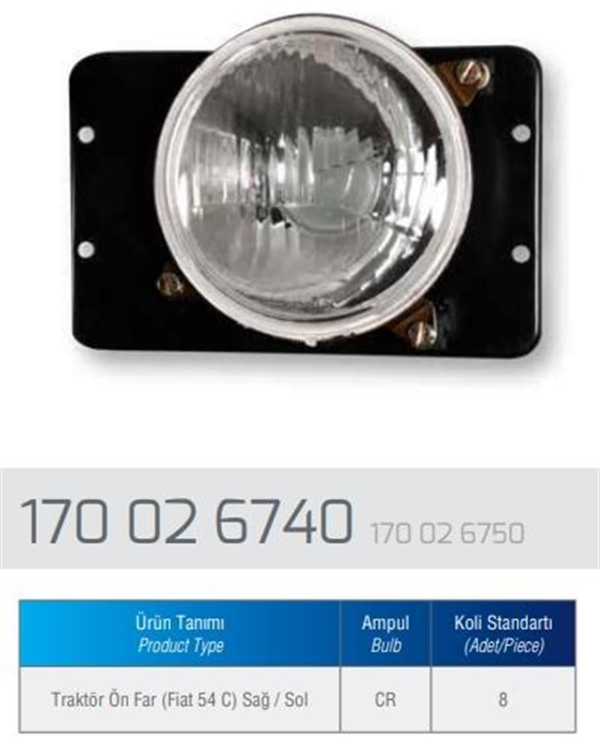 Far Fiat Traktör- 54/c-ayaklı- Ön Sol----ayg26750l | Aygersan 170026750