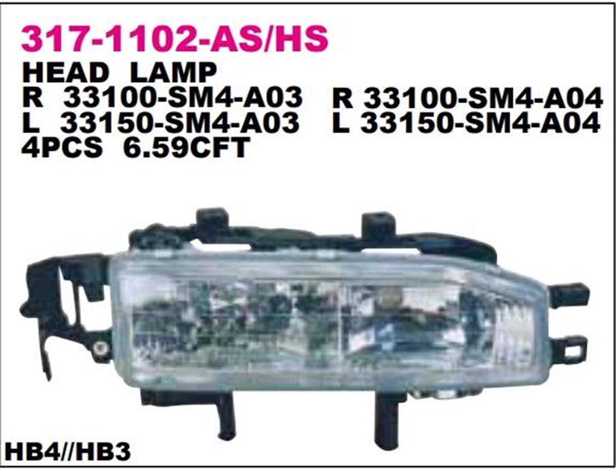 Far Honda Accord 92-93 Sol--------317-1102l-as-hs | Depo 3171102lashs