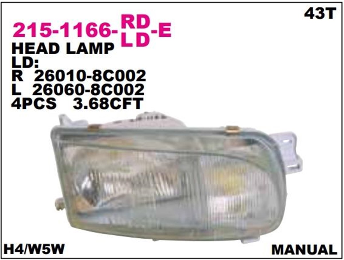 Far Nissan Vanetta 92-96 Sağ------------215-1166r | Depo 2151166rlde