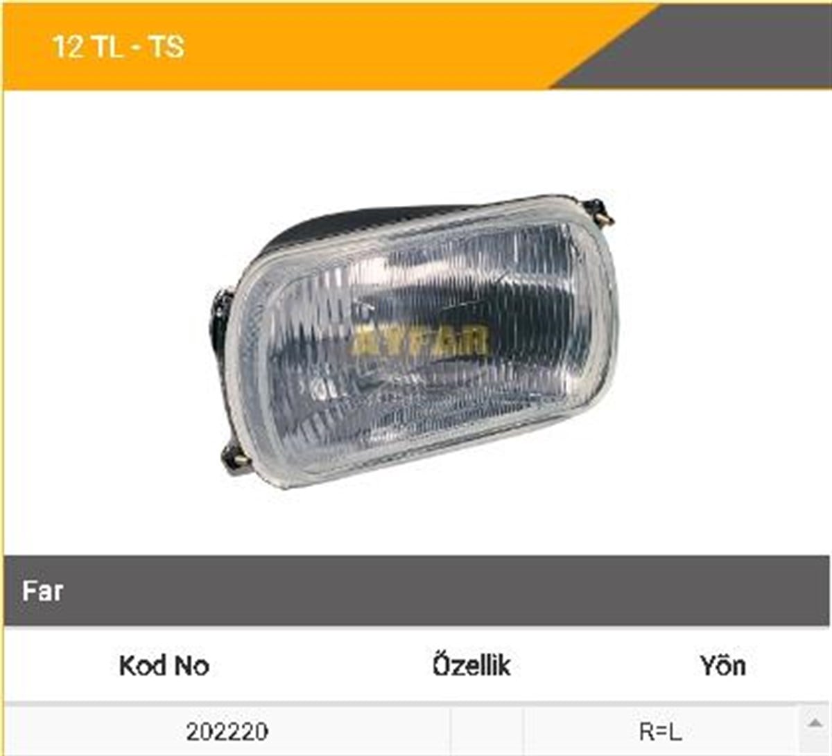 Far R12 Tl Ts Em Badem Far R12 Ayf202220 | Ayfar 202220