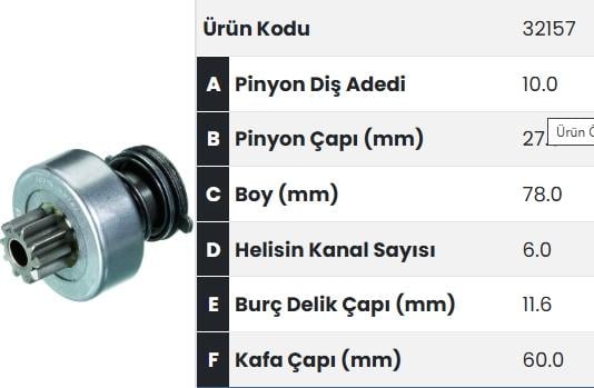 Marş Dişlisi 10diş Peugeot J9 Tf 72315666 |