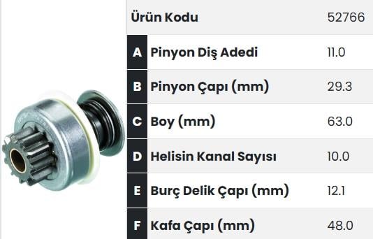 Marş Dişlisi 11diş Lada Adaptasyon Fm52766 |