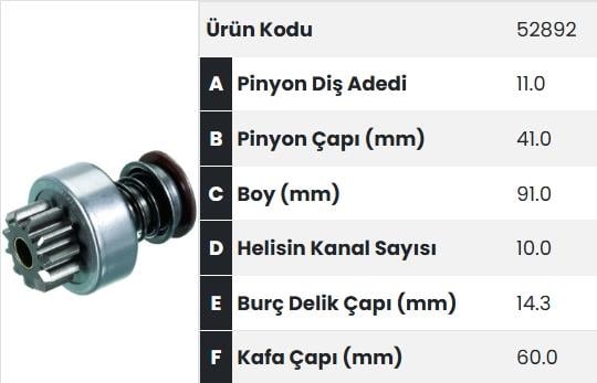 Marş Dişlisi 11 Diş Bosch Tip Freze İçte Steyr Traktör |