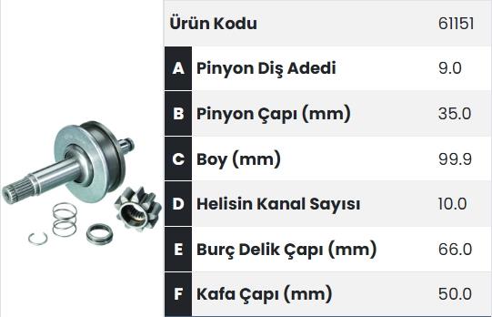 Marş Dişlisi 9diş Dişlili Mıts.canter Uzun Mil Uç |