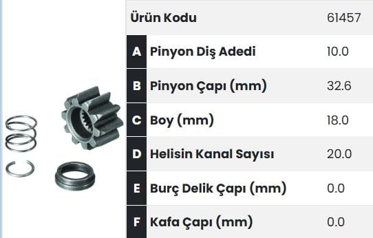 Marş Dişlisi 10diş Tamir Takımı Mıts. Fusu Canter Ucu |