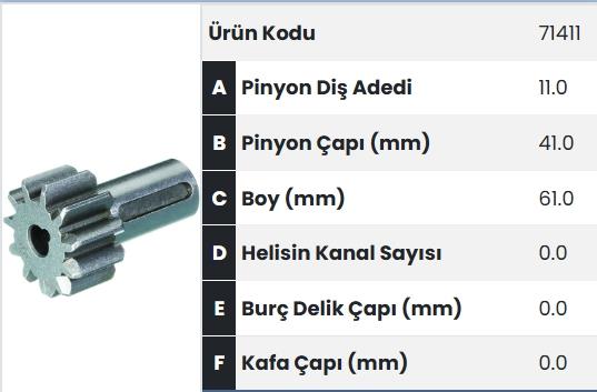 Marş Dişlisi 11diş Alfkb Liber Liebeher Teker Vinç Üst Motor Volvo Kepçe Marin Fm1411 |
