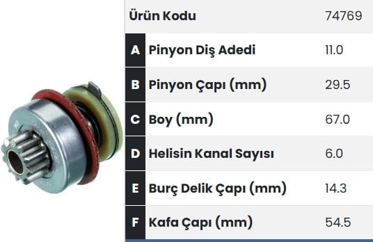 Marş Dişlisi 11diş Lada Samara Ters |