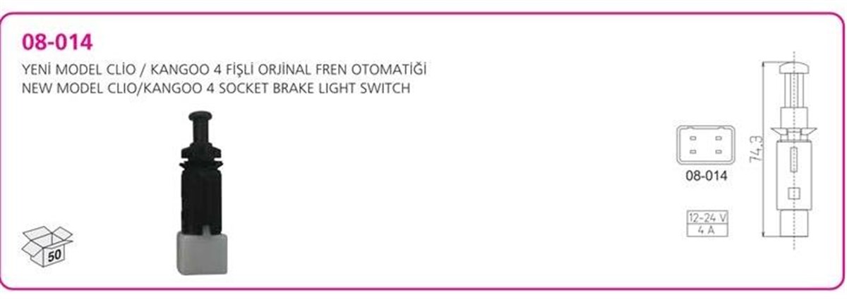 Fren Müşürü Renault Kango Clio Megan 4 Fişli Kango 640200 | Klf Fh640200