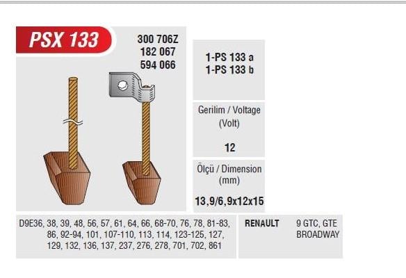 Marş Kömürü 12v Renault R9 Broadway R11 R12 R19 R21 | Gebe Psx133