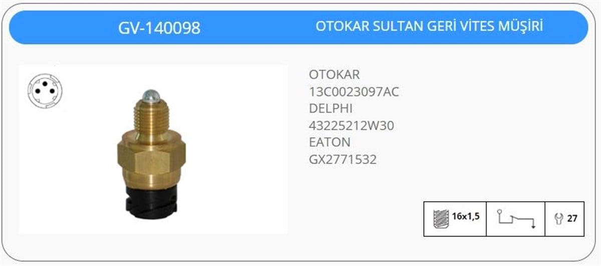 Geri Vites Müşürü Otokar Sultan Ym | Klf Gv140098