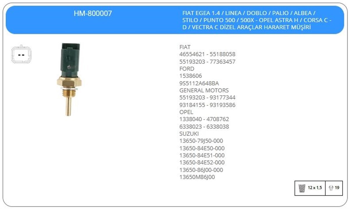 Hararet Müşürü Fiat Egea Linea Doblo Palio | Klf Hm800007