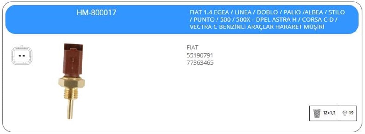 Hararet Müşürü Fıat Opel Benzinli Araçlar | Klf Hm800017