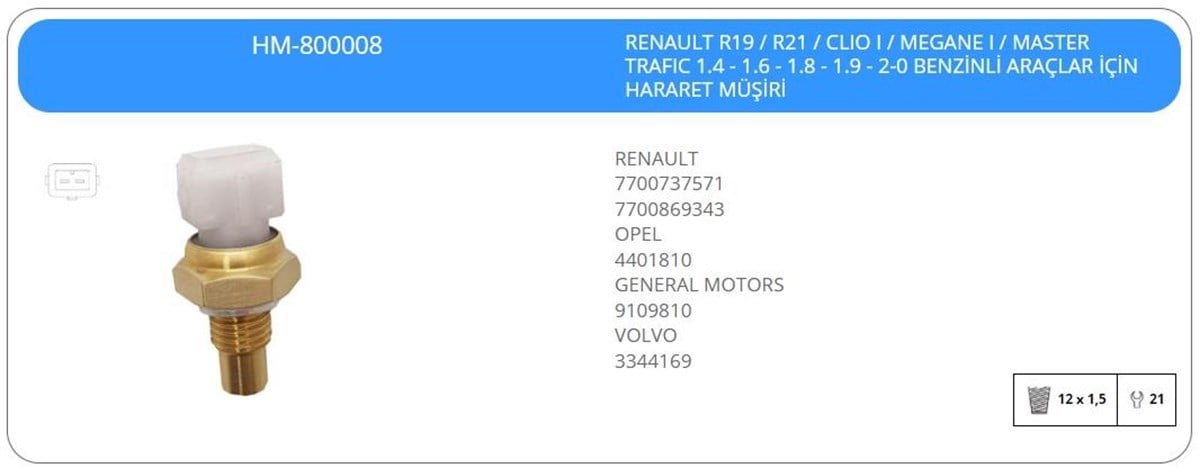 Hararet Müşürü Renault R19 R21 Clio | Klf Hm800008
