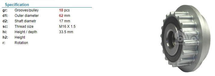 Alt.kasnağı 18kan Kilit Vw Transporter T5 2.5 | Ina 535011810