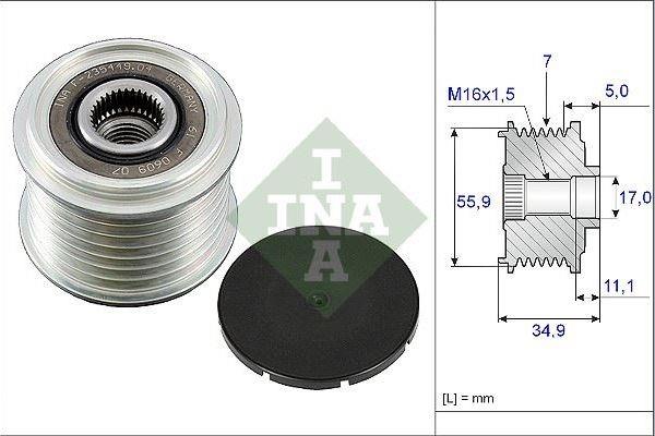 Alt.kasnağı 7kan Audi Porsce Cayenne Hyundai İx35 | Ina 535014210
