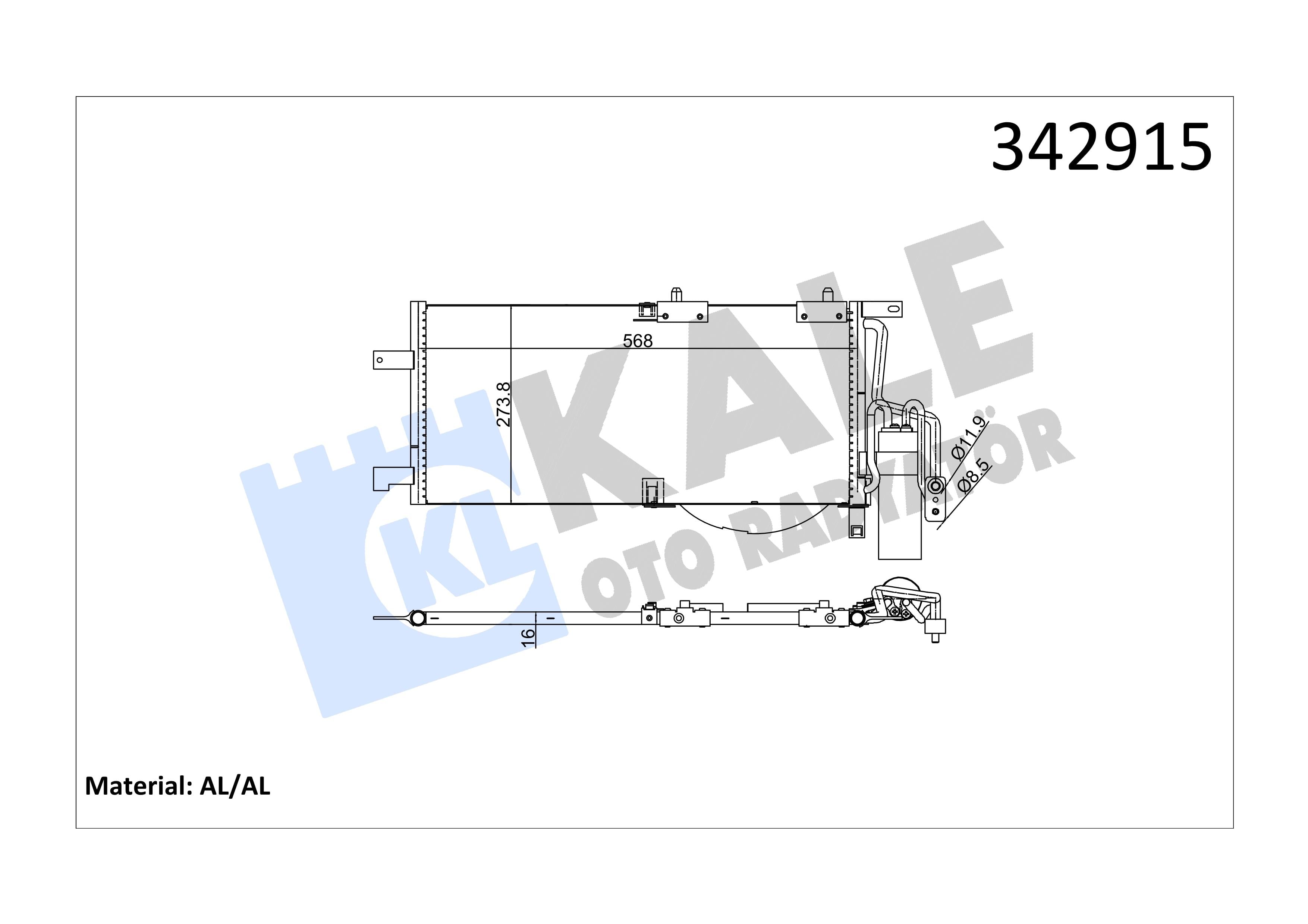 Klima Radyatörü Opel Corsa Combo 1.7 Dtı 01- | Kale 342915