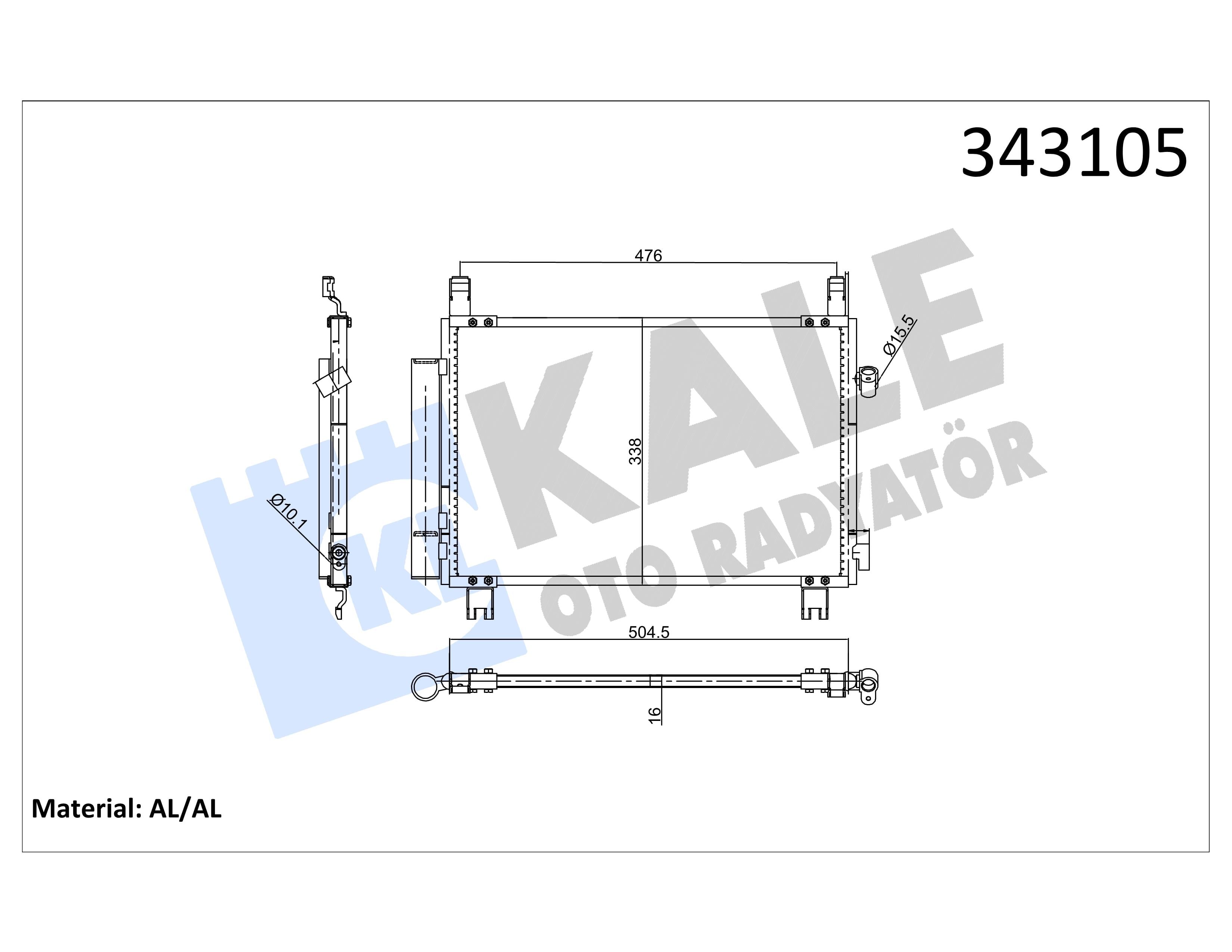Klima Radyatör Toyota Yaris (p9) 1.4 D-4d M-t 2006-2010 525x340x16 | Kale 343105