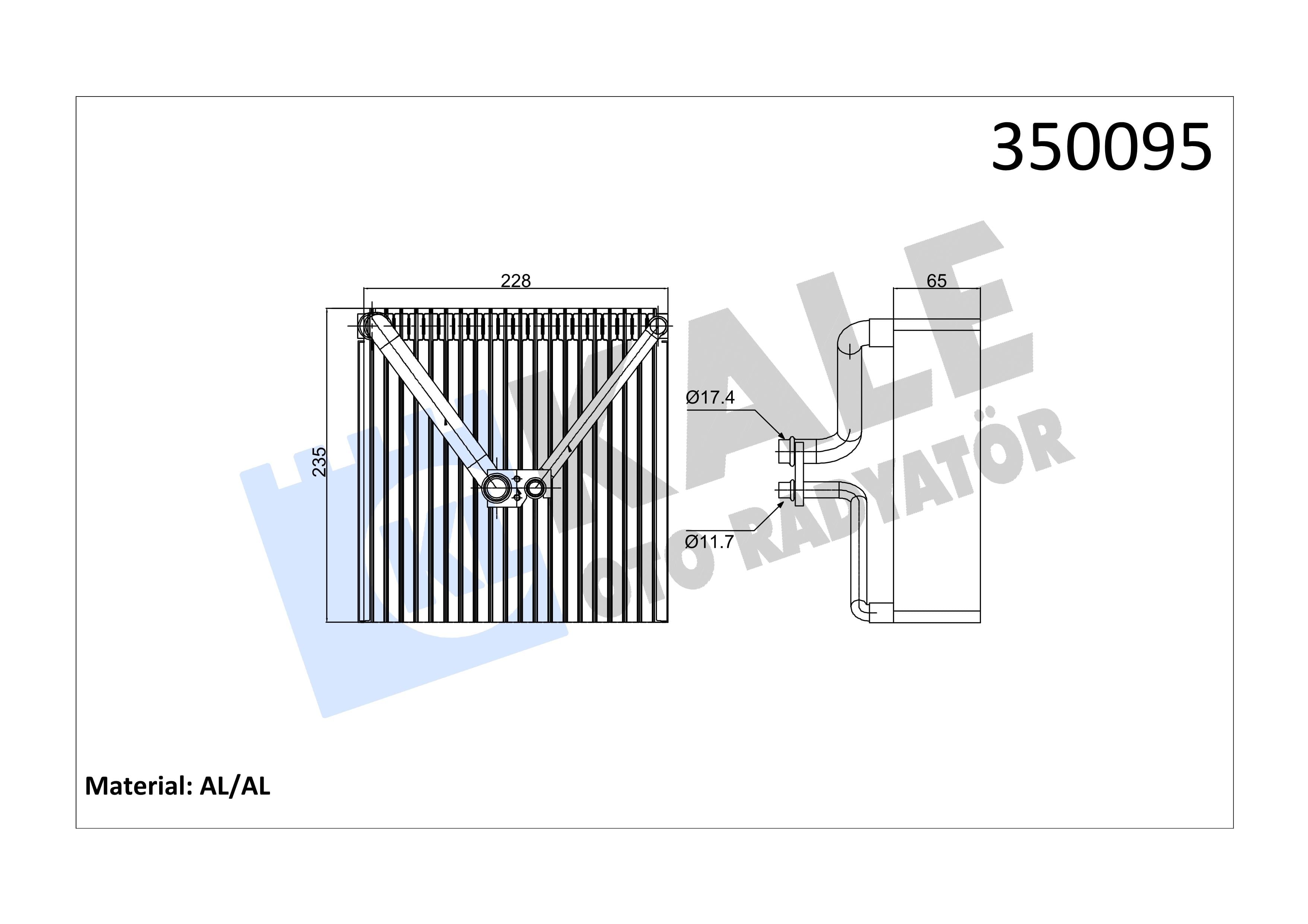 Klima Radyatörü Evaporatörü Borulu Vw Polo 02- Fabıa 99- Cordoba 02- Ibıza 12- Toledo Iv 12- | Kale 350095