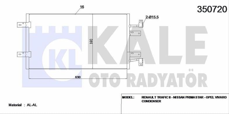 Klima Radyatörü Renault Trafıc Iı 2.0 Dcı 06-14 | Kale 350720