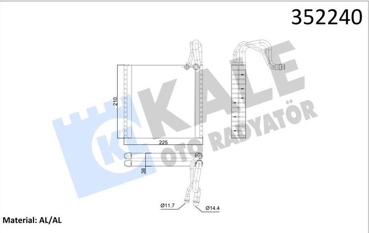 Klima Radyatörü Evaporatörü Borulu Renault Clıo Iv 1.5 Dcı 12- Dacıa Logan Iı 1.5 Dcı 12- Lodgy 1.5 Dcı 12- | Kale 352240