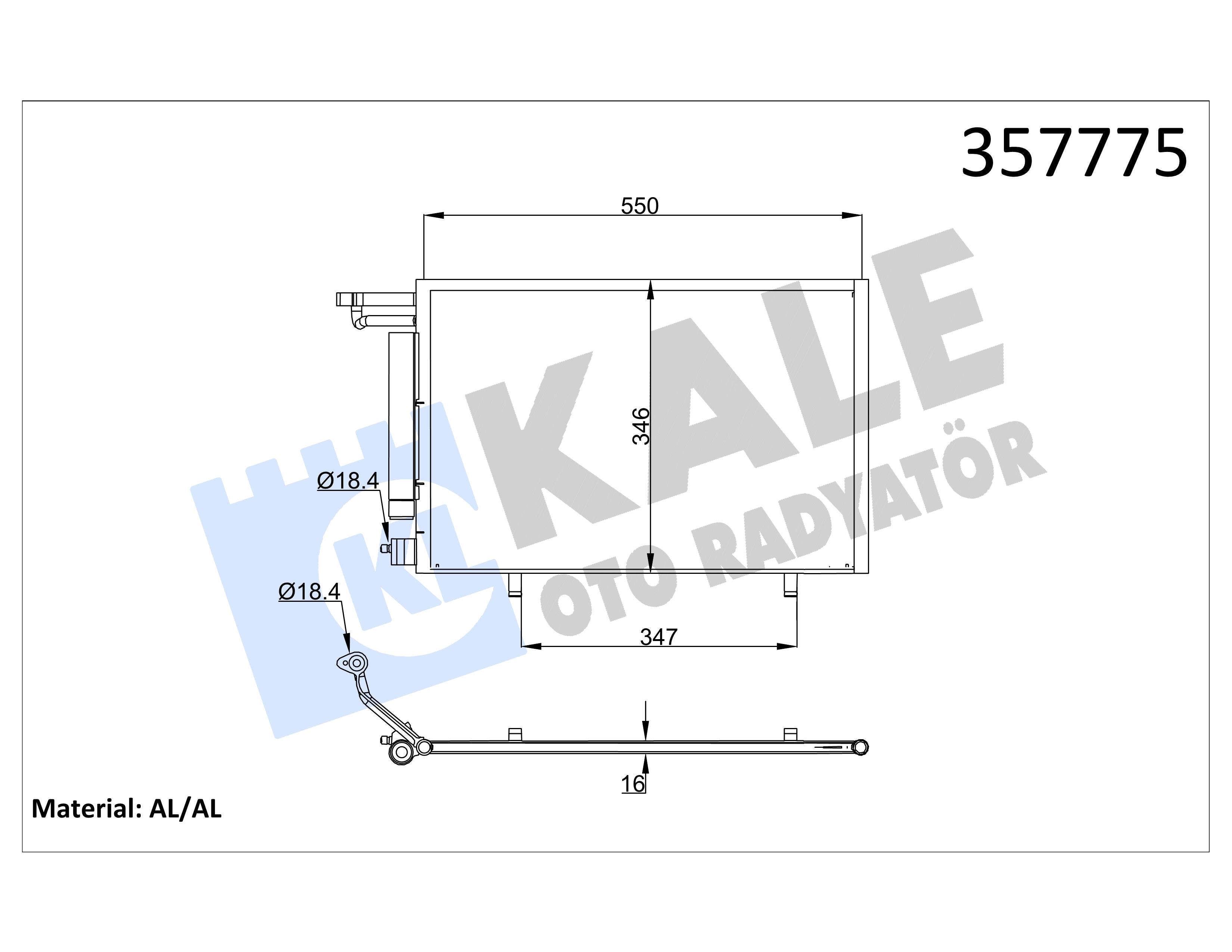 Klima Radyatörü Ford Fıesta Vı 1.4 Tdcı 2008-2012 Fiesta (üst Çıkış 22.5mm) | Kale 357775