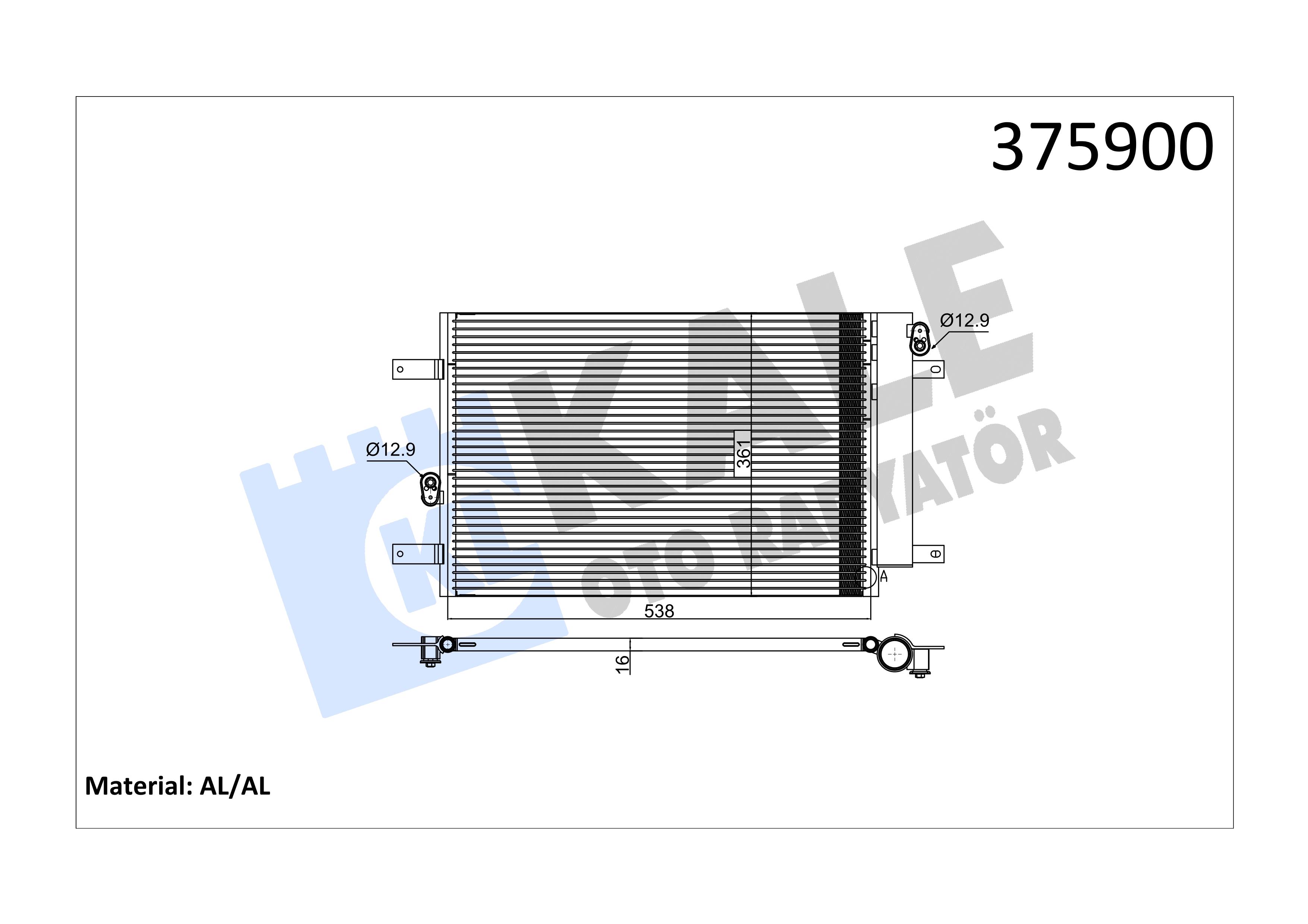 Klima Radyatörü Ford Galaxy Seat Alhambra Vw Sharan Kale 375900 518x361x16 1145777 1108838 1145777 1253753 1317045 | Kale 375900
