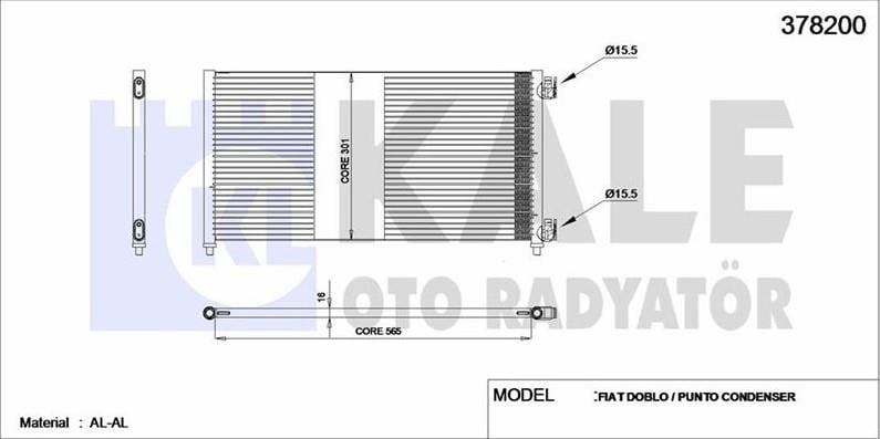 Klima Radyatörü Fıat Doblo (119,223) 1.3 1.9 Jtd M-t 2001-2010 Punto 46821270 | Kale 378200