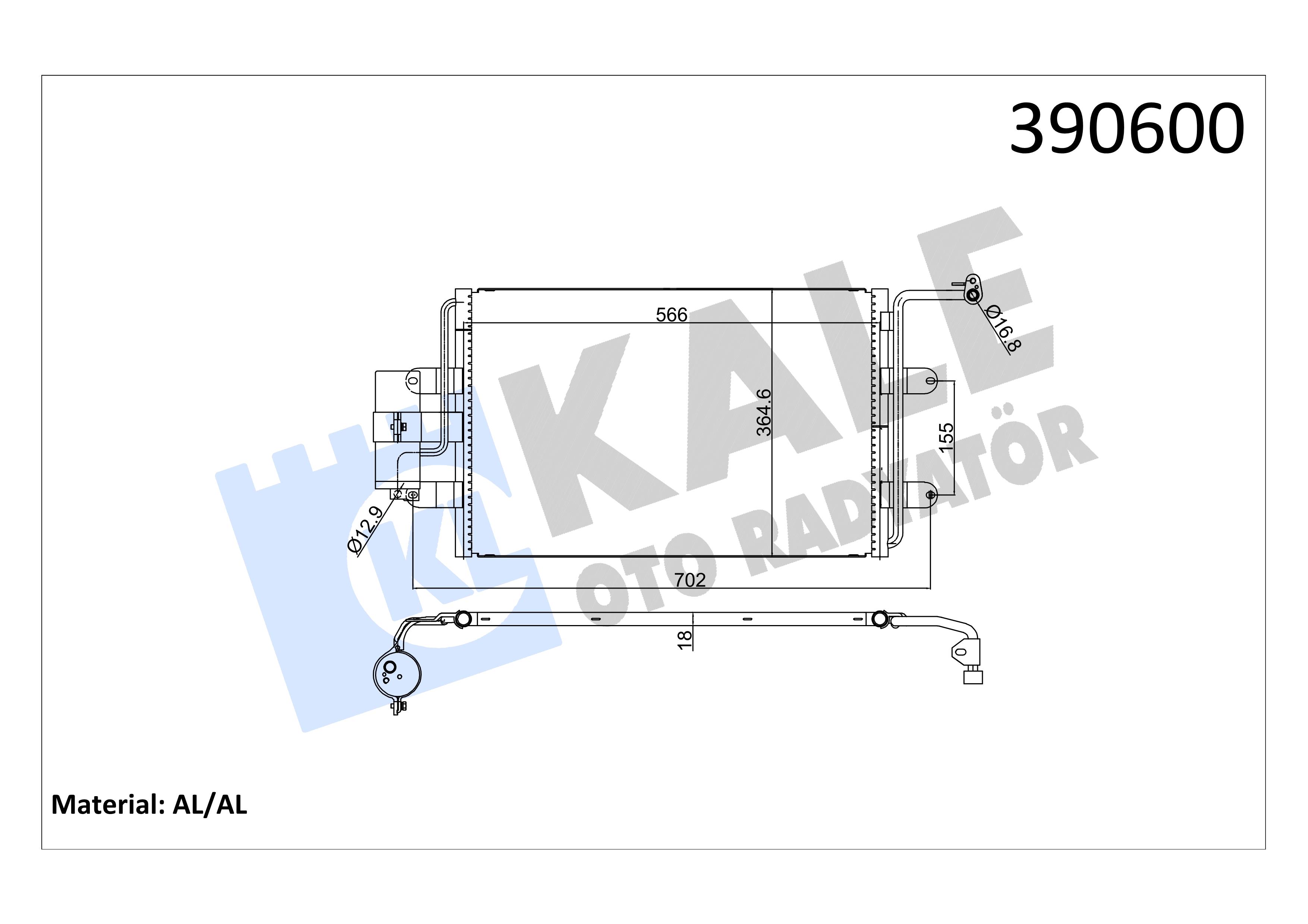 Klima Radyatörü Drierli Vw Golf Bora A8-06 Audı A3 97-03 Seat Leon 00-06 Skoda Octavıa 97-00 1j0820413n | Kale 390600