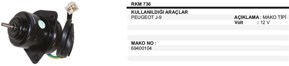 Kalorifer Motoru 12v J9 K736 53104 | Ith Km736