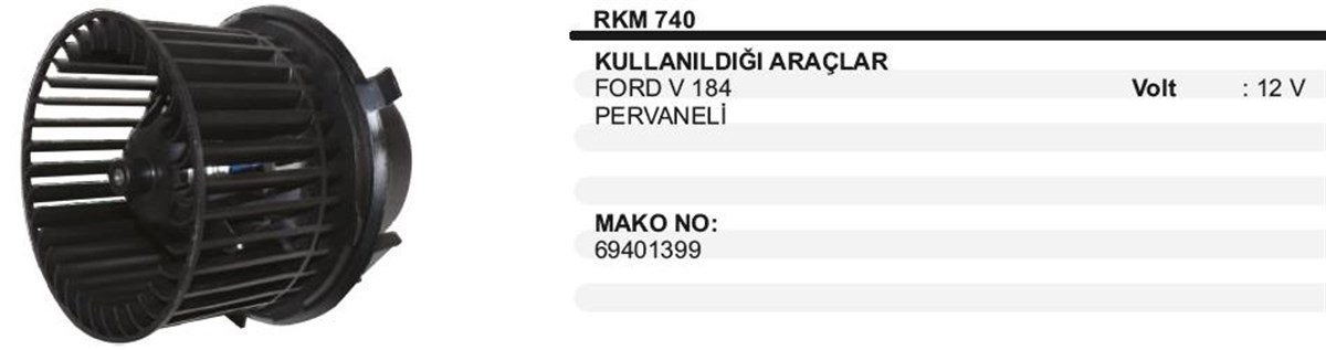 Kalorifer Motoru 12v Komple V184 Transit Ym Ford Transit 06-13 V184 K740 | Ith Km740