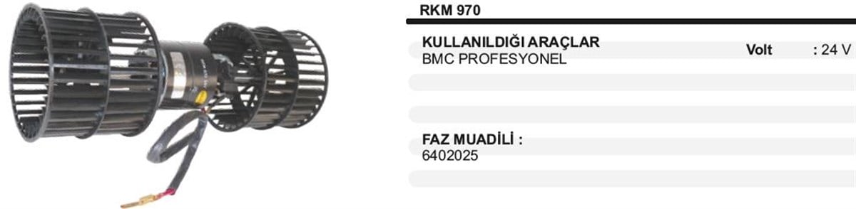 Kalorifer Motoru 24v Bmc Profesyonel Rkm970 Bmc Profosyonel Çift Pervaneli | Ith Km970