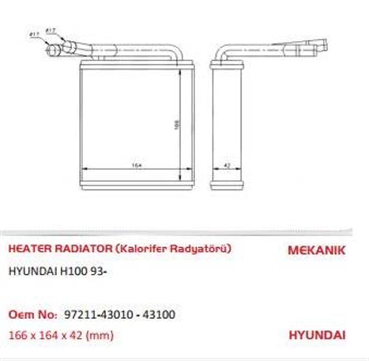 Kalorifer Radyatörü H100 Minibüs 1994-2005 9721143010 | Orıs Khy005042