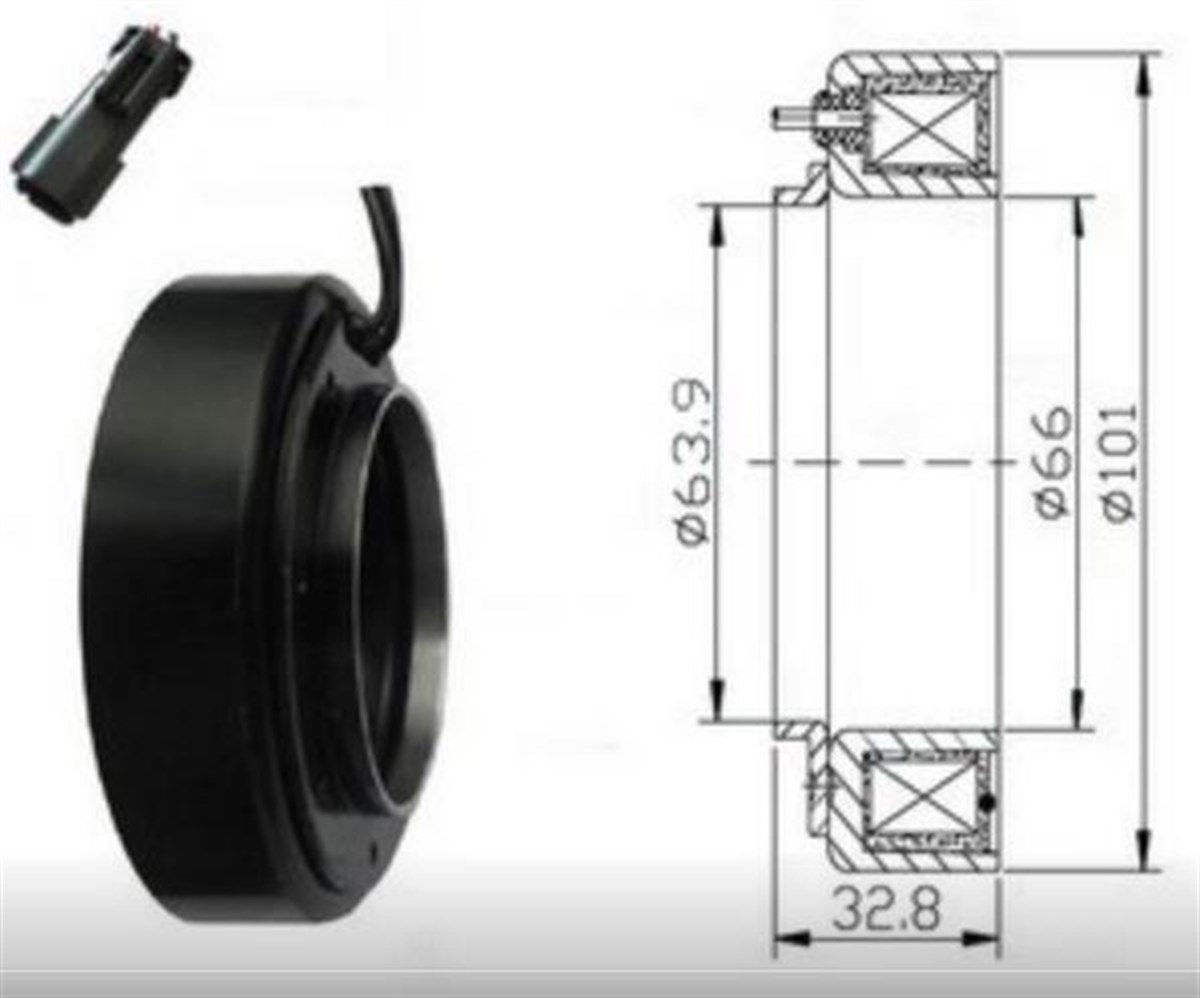 Klima Kompresör Bobini 12v Hyundai İç:63,9mm G:32.8mm U:101mm | Kapo Bobın809314