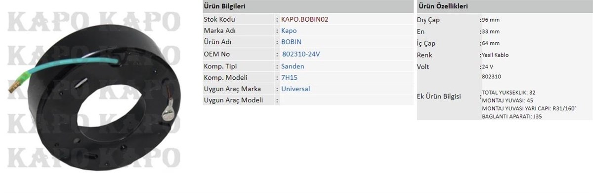 Klima Kompresör Bobini Sd7h15 24v | Kapo Bobın02