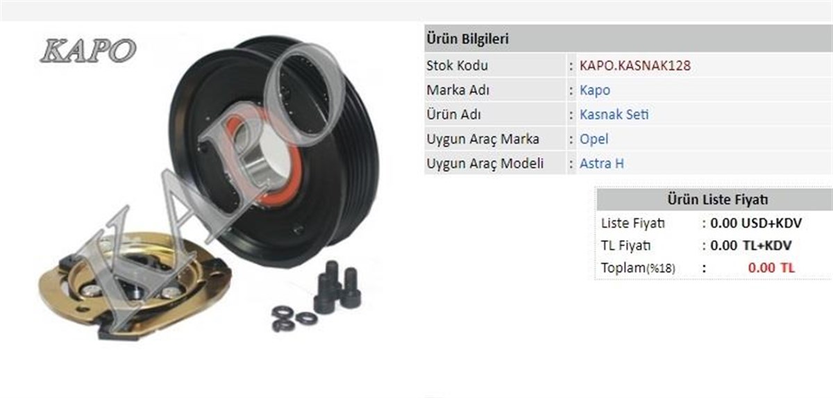 Klima Kompresör Kasnak Seti 6pk 110mm Opel Astra H 1.9 Cdti | Kapo Kasnak128