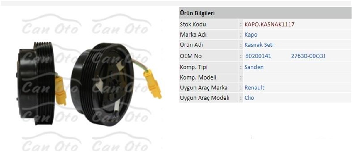 Klima Kompresör Kasnak Seti 6pk 125mm Renault Clio Renault Kangoo Clıo 1.5 | Kapo Kasnak1117
