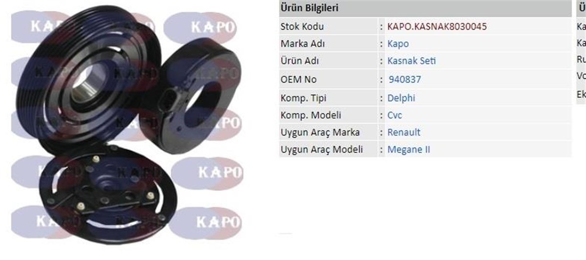 Klima Kompresör Kasnak Seti 6pk 125mm Renault Megane Iı Scenic | Kapo Kasnak8030045